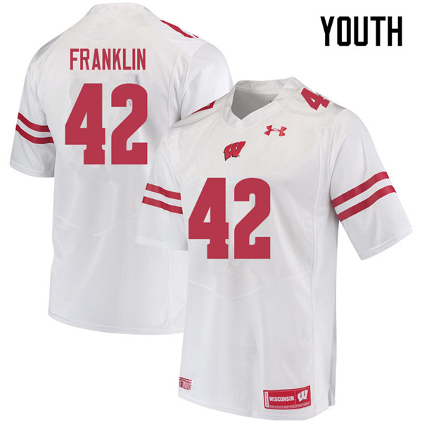 Wisconsin Badgers Youth #42 Jaylan Franklin NCAA Under Armour Authentic White College Stitched Football Jersey XQ40U75TR